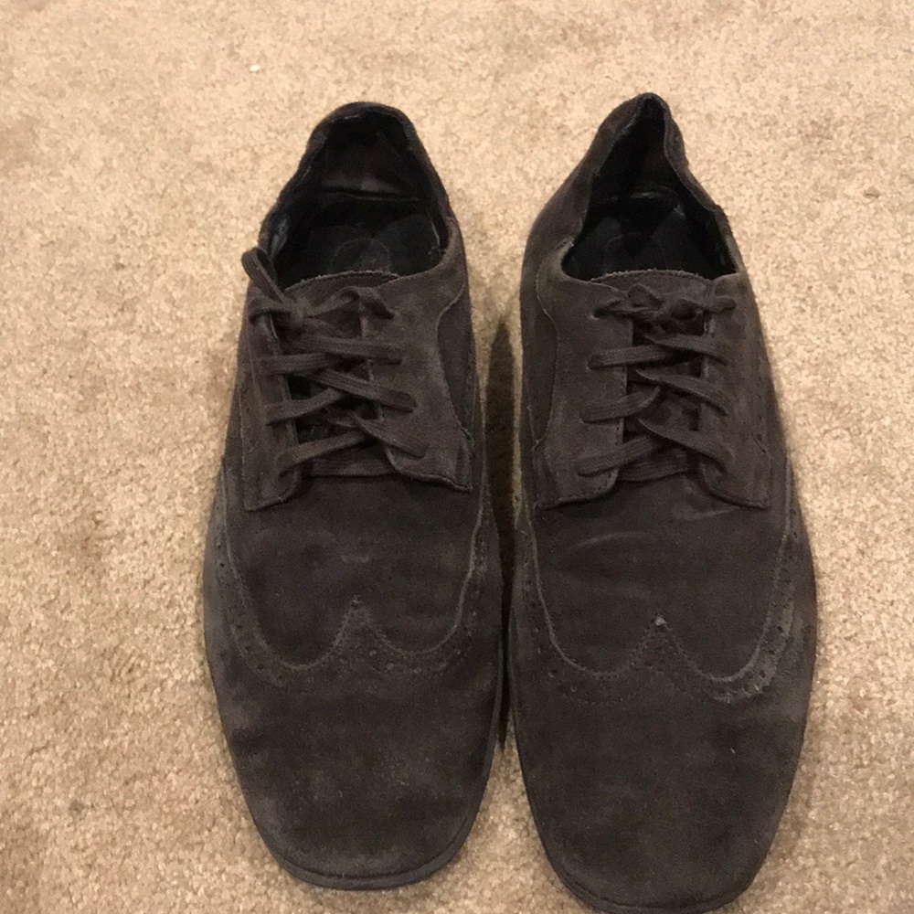 Ermenegildo Zegna Dark Brown Suede Wingtip Lace-Up Shoes